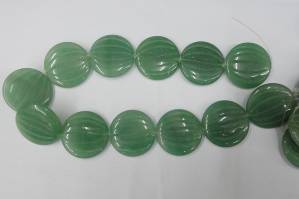 CAJ307 15.5 inches 35mm carved coin green aventurine jade beads