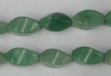 CAJ310 15.5 inches 8*16mm twisted tetrahedron green aventurine jade beads