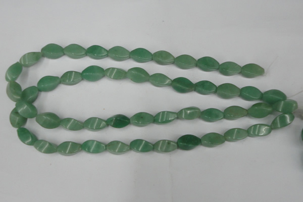 CAJ310 15.5 inches 8*16mm twisted tetrahedron green aventurine jade beads