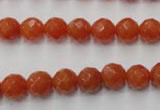 CAJ362 15.5 inches 8mm faceted round red aventurine beads wholesale