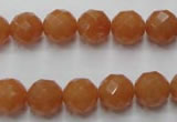 CAJ363 15.5 inches 10mm faceted round red aventurine beads wholesale