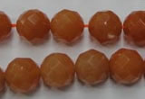 CAJ365 15.5 inches 14mm faceted round red aventurine beads wholesale