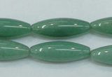 CAJ52 15.5 inches 10*30mm rice green aventurine jade beads wholesale