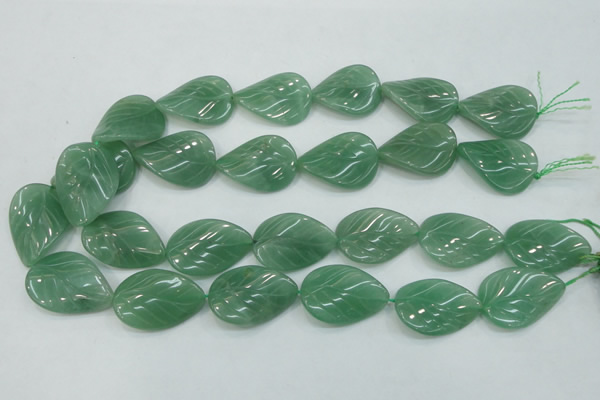 CAJ57 15.5 inches 22*30mm twisted leaf green aventurine jade beads