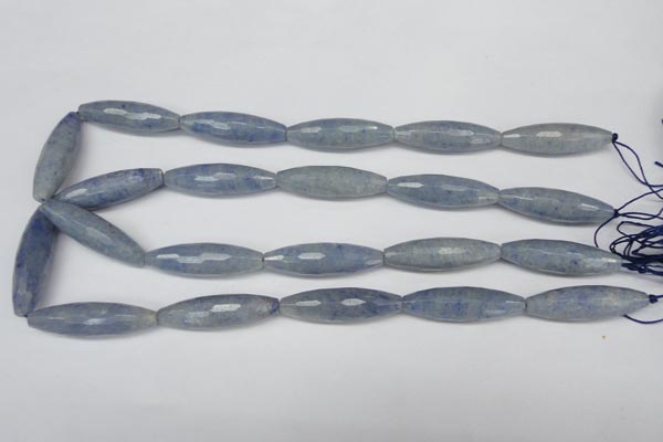 CAJ576 15.5 inches 10*35mm faceted rice blue aventurine beads wholesale