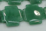 CAJ58 15.5 inches 25*25mm cross green aventurine jade beads wholesale