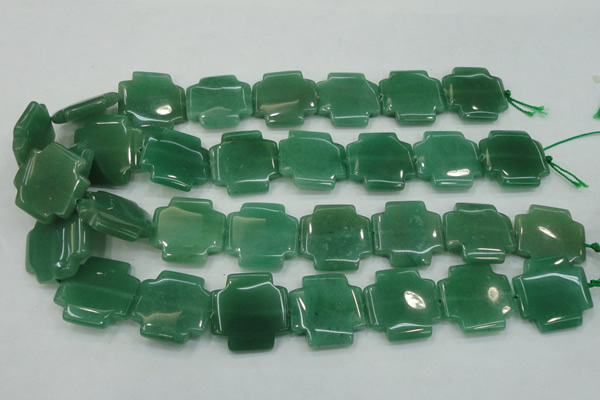 CAJ58 15.5 inches 25*25mm cross green aventurine jade beads wholesale