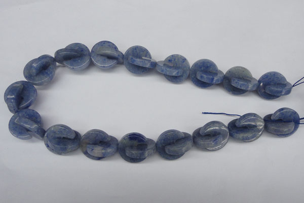 CAJ586 15.5 inches 20*20mm curved moon blue aventurine beads wholesale