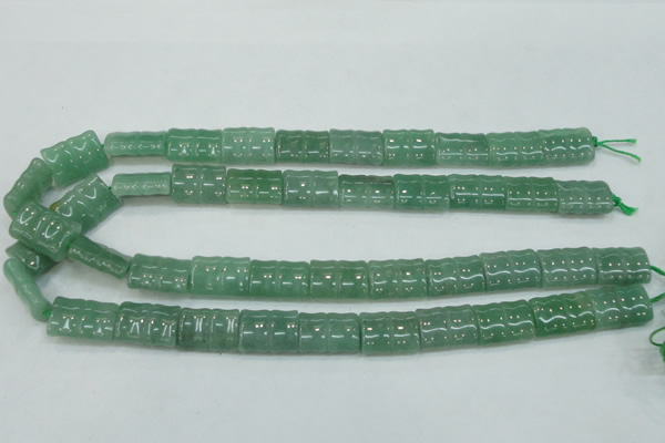 CAJ59 15.5 inches 13*18mm flat bamboo green aventurine jade beads