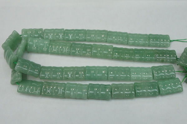 CAJ60 15.5 inches 18*25mm flat bamboo green aventurine jade beads