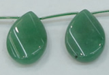 CAJ62 Top-drilled 22*30mm twisted teadrop green aventurine jade beads