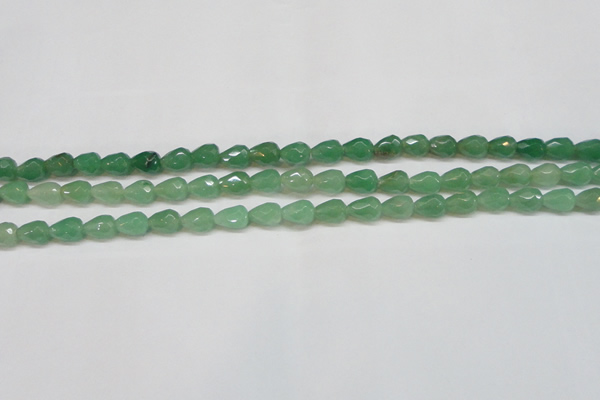 CAJ638 15.5 inches 8*10mm faceted teardrop green aventurine beads