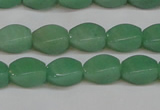 CAJ665 15.5 inches 8*12mm twisted rice green aventurine beads