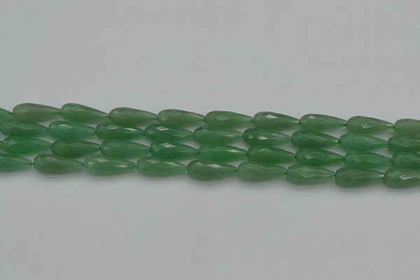 CAJ706 15.5 inches 8*20mm faceted teardrop green aventurine beads