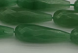 CAJ708 15.5 inches 10*30mm faceted teardrop green aventurine beads