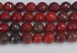 CAJ758 15.5 inches 4mm faceted round apple jasper beads