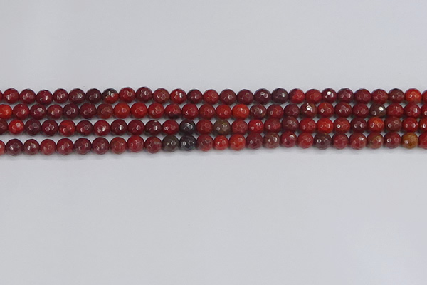 CAJ758 15.5 inches 4mm faceted round apple jasper beads