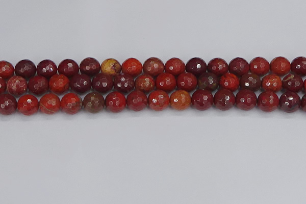 CAJ761 15.5 inches 10mm faceted round apple jasper beads