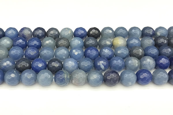 CAJ827 15 inches 10mm faceted round blue aventurine beads