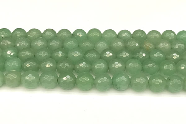 CAJ832 15 inches 10mm faceted round green aventurine beads