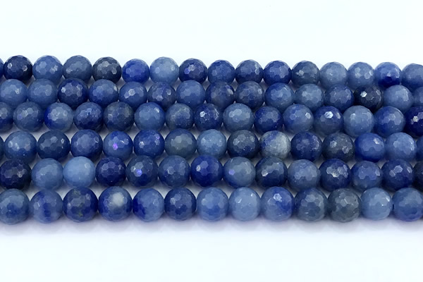 CAJ855 15 inches 8mm faceted round blue aventurine beads