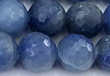 CAJ856 15 inches 10mm faceted round blue aventurine beads