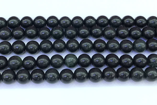 CAJ869 15 inches 10mm round black jade gemstone beads