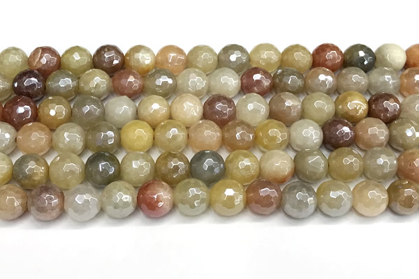 CAJ871 15 inches 8mm faceted round AB-color jade beads