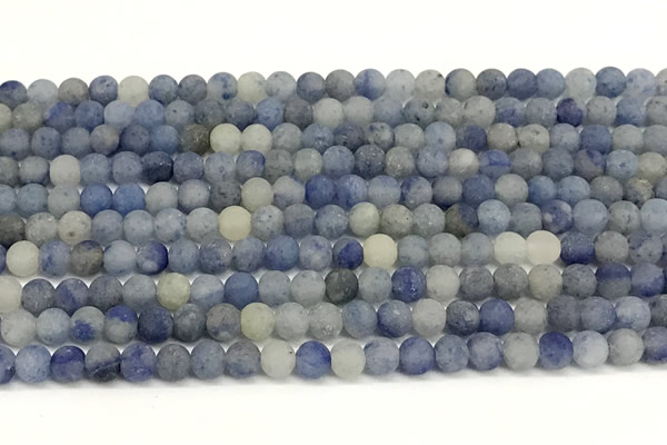 CAJ876 15 inches 6mm round matte blue aventurine beads