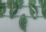 CAJ89 Top-drilled 10*20mm carved leaf green aventurine beads wholesale