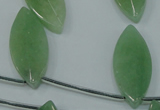 CAJ90 Top-drilled 15*35mm carved leaf green aventurine beads wholesale