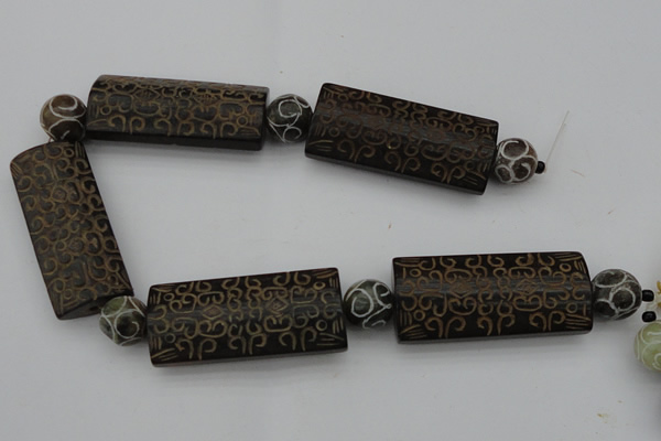 CAL09 14.5 inches 25*55mm carved rectangle agalmatolite beads