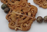 CAL33 14.5 inches 60*70mm carved agalmatolite beads