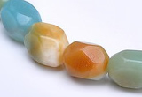 CAM11 faceted pebble 7*12mm natural amazonite beads Wholesale