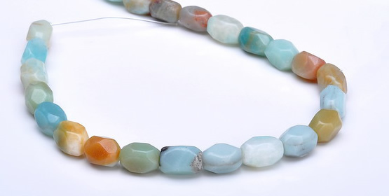 CAM11 faceted pebble 7*12mm natural amazonite beads Wholesale