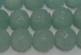 CAM1123 15.5 inches 10mm carved round amazonite beads wholesale