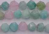 CAM1441 15.5 inches 6mm faceted nuggets amazonite & rose quartz beads