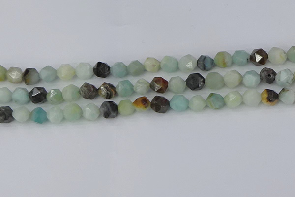 CAM1467 15.5 inches 8mm faceted nuggets black amazonite beads