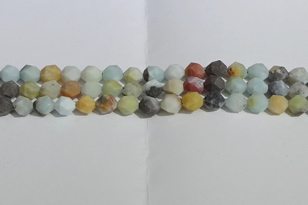 CAM1489 15.5 inches 10mm faceted nuggets matte black amazonite beads