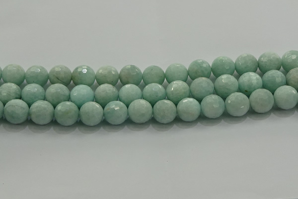 CAM1515 15.5 inches 14mm faceted round natural peru amazonite beads