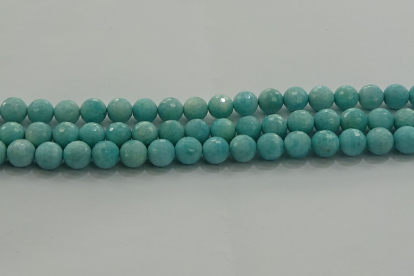 CAM1523 15.5 inches 10mm faceted round natural peru amazonite beads