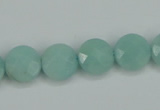 CAM155 15.5 inches 12mm faceted coin amazonite gemstone beads