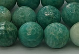 CAM1585 15.5 inches 14mm faceted round Russian amazonite beads