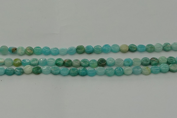 CAM1590 15.5 inches 6mm flat round Russian amazonite beads