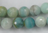 CAM164 15.5 inches 12mm faceted round amazonite gemstone beads