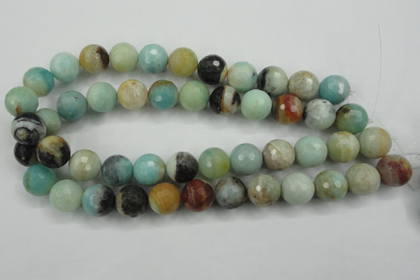 CAM165 15.5 inches 14mm faceted round amazonite gemstone beads