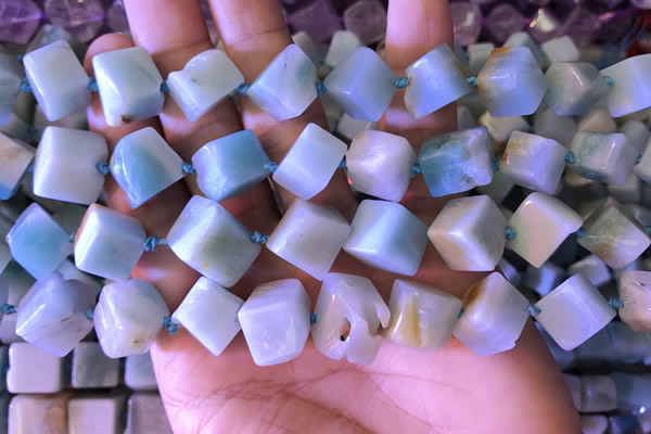 CAM1677 15.5 inches 8*8mm - 14*15mm cube amazonite beads