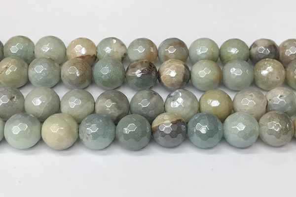 CAM1753 15 inches 12mm faceted round AB-color amazonite beads