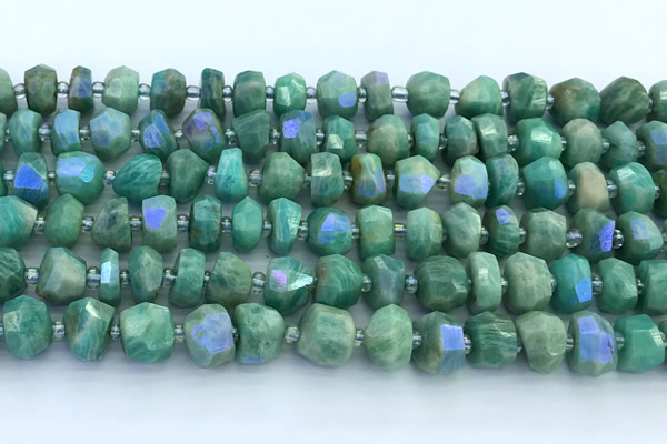 CAM1785 15 inches 5*8mm - 8*9mm faceted nuggets AB-color amazonite beads