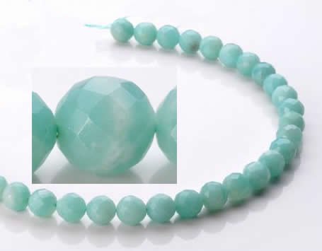 CAM28 10mm natural amazonite faceted round stone beads Wholesale